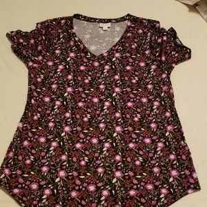 Lularoe Iris Tee purple floral